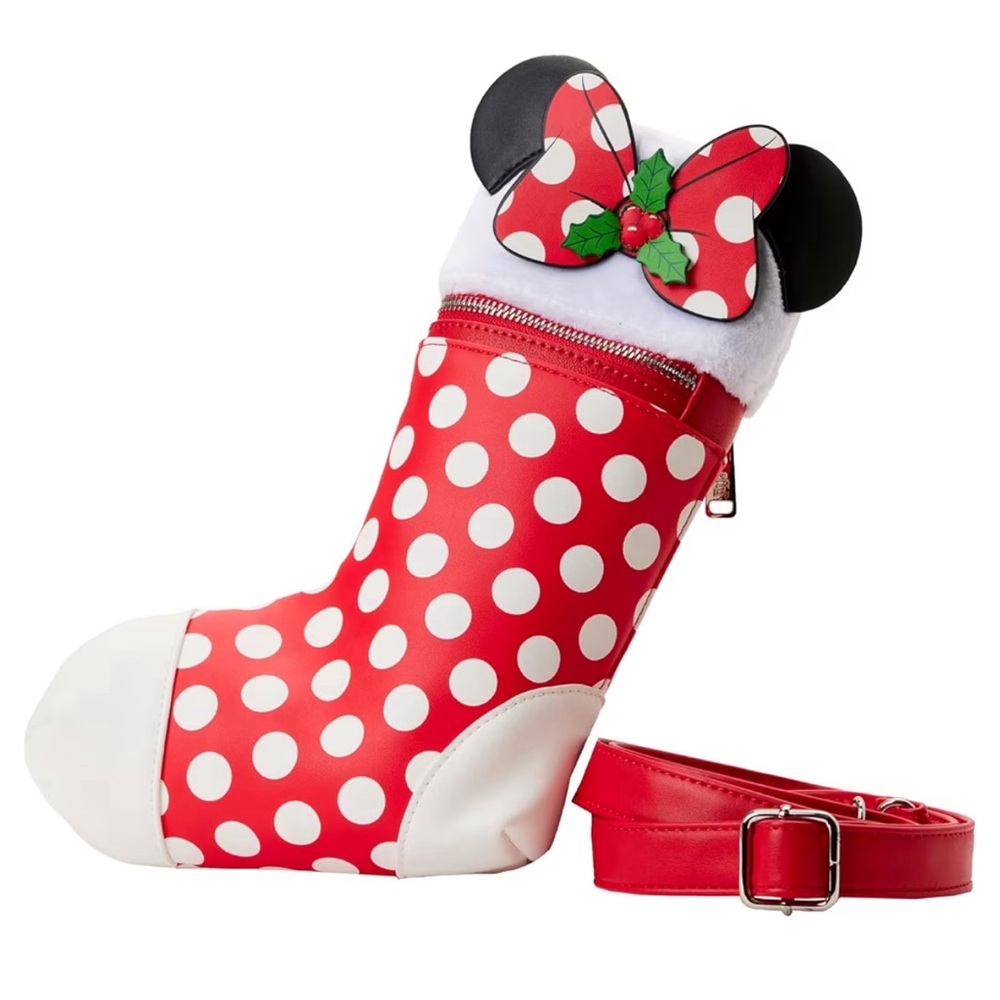 LOUNGEFLY DISNEY MINNIE COSPLAY STOCKING CROSS BODY BAG